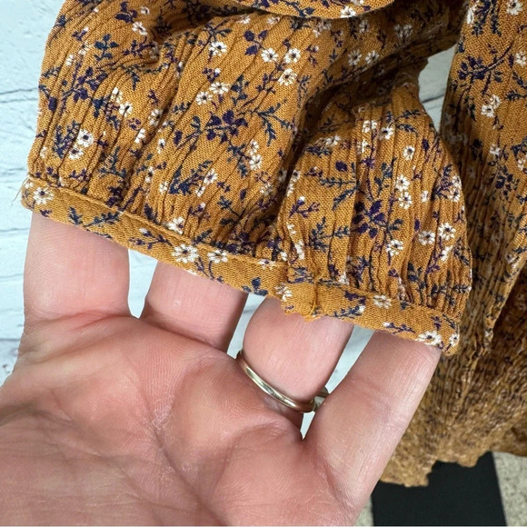 American Eagle Tan Floral Boho Baby Doll Dress Size Small - Picture 6 of 6